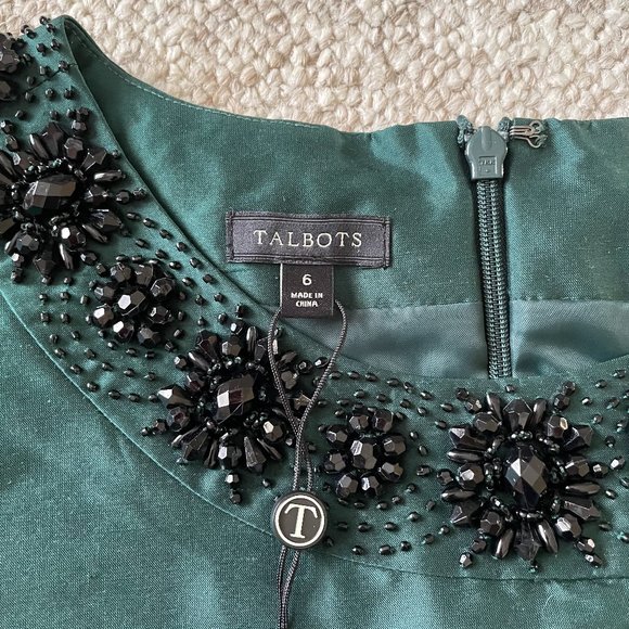 BNWT Talbots Silk Beaded Green Formal Tank Top Size 6 - Picture 5 of 8